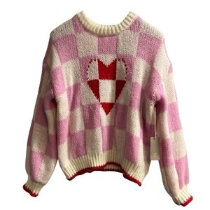 Charming Pink and Red Heart Sweater